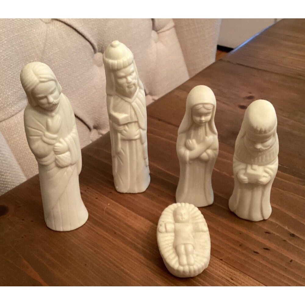Hermitage Pottery Miniature 5 Piece Nativity Set Vintage Matte Finish